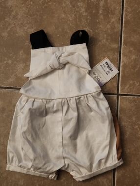Hadas Kids Cream Romper Overalls with Black Straps